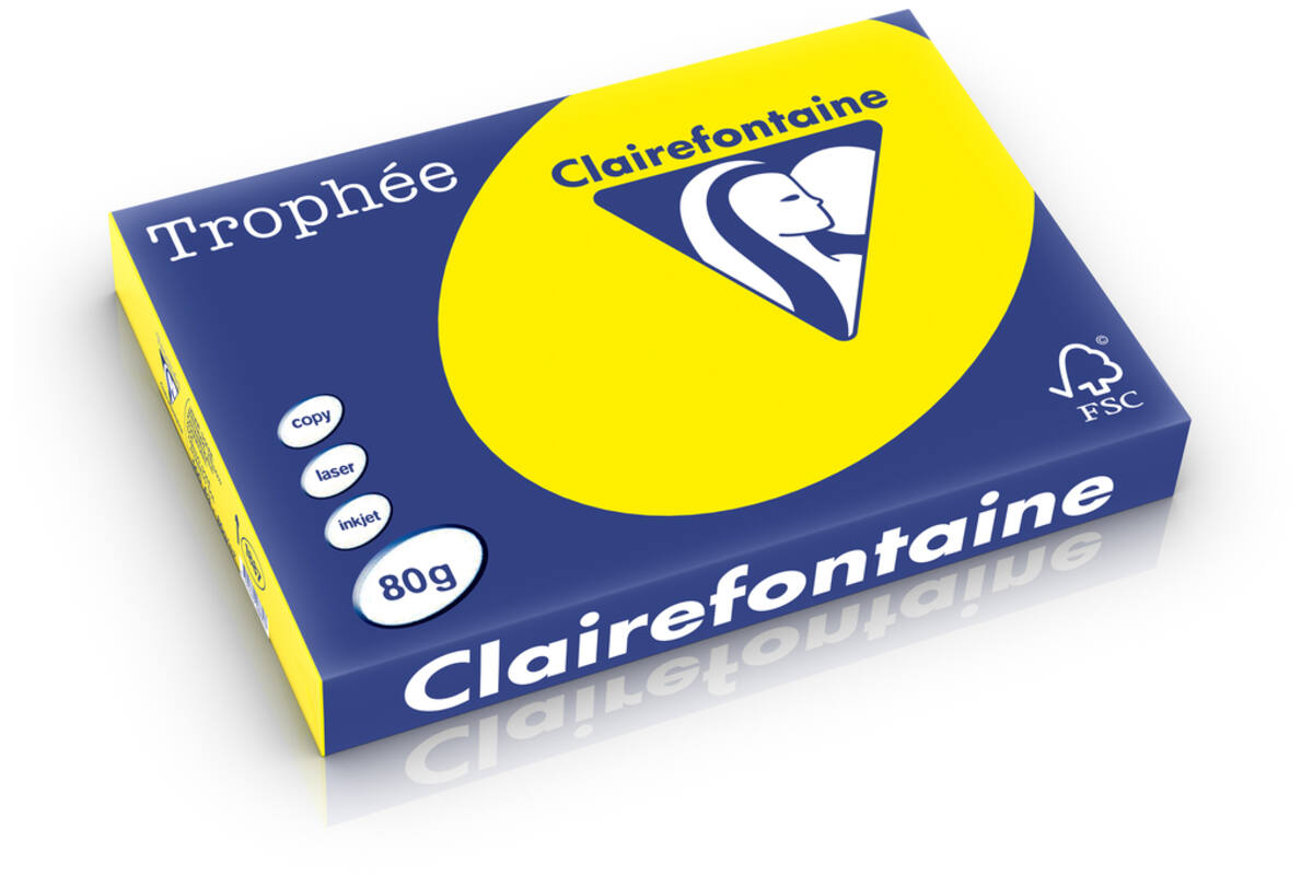 Kopieerpapier A3 kanarie-/zonnegeel FSC houtvrij 500 vel, 80 grs.